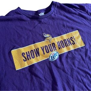Minnesota Vikings Miller Lite Show Your Horns! Purple Promo T-Shirt Size XL